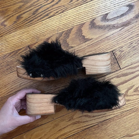 Free People Black Faux Fur Sonnet Clog - Picture 3 of 7